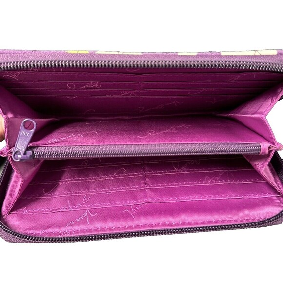 Vera Bradley Quilted Purple Green Floral Accordion Zippered Wallet 16 Slots - Picture 8 of 12